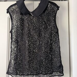 Express Black Lace Collared Blouse